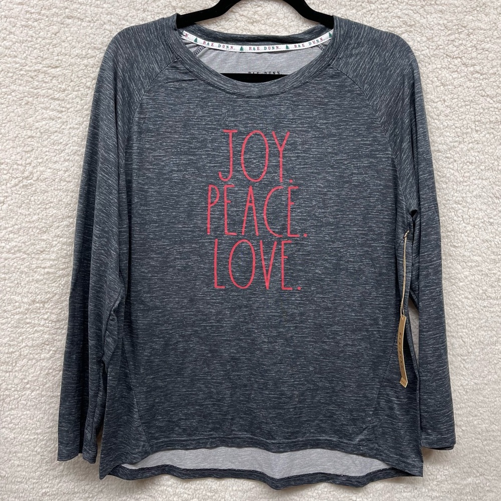 RAE DUNN Joy Peace Love Long Sleeve Shirt Size Large L NEW - Picture 1 of 7